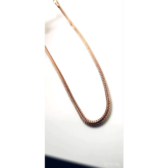 Rose Gold Stainless Steel Square Wheat Chain Necklace with Lobster Clasp - Picture 2 of 2